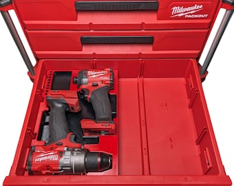 M18 FUEL Gen4 Drill and Impact Organizer for Milwaukee Packout 3-Drawer – Also Fits 2-Drawer and Multi-Depth – Tools Not Included