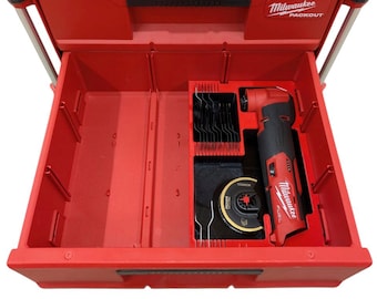 M12 FUEL Oscillating Tool Organizer for Milwaukee Packout 2-Drawer – Also Fits 3-Drawer & Multi-Depth – Tools Not Included