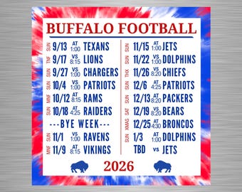 Buffalo Bills 2026 Schedule Magnet | Bills Schedule Magnet | Buffalo Football Magnet