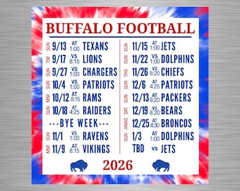 PREORDER Buffalo Bills 2026 Schedule Magnet | Bills Schedule Magnet