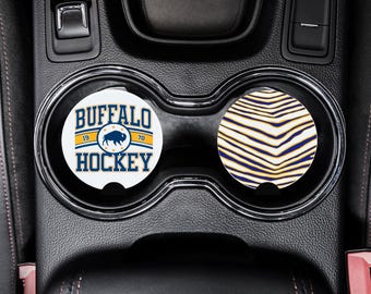 Buffalo Sabres Hockey Car Coasters: Absorbent Ceramic, Set of 2