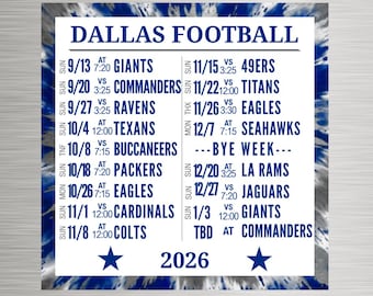 Dallas Cowboys 2026 Schedule Magnet