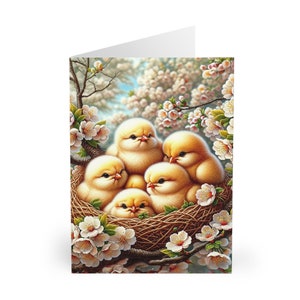 Paaskuikens in Nest Paaswenskaarten (5-pack)