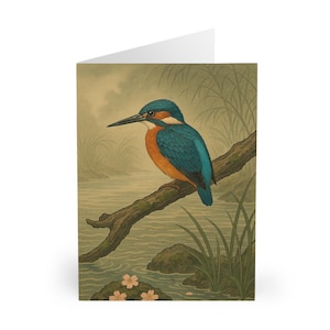 Eisvogel Natur-inspirierte Grußkarten, künstlerisches Kartenset für alle Gelegenheiten, Geburtstag, Danke, Glückwünsche, leere Notizen