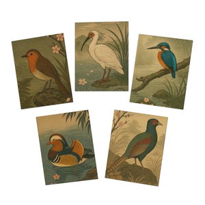 Von der Natur inspiriertes Grußkarten-Set, Vintage-Vogel-Illustrationen, perfekt für Geburtstage, Dankeskarten, Feiertage, Karte, umweltfreundliche Designs