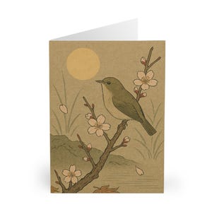 Japanischer Singvogel Grußkarten (5er Pack) für jeden Anlass, Ukiyo-e, Blumenvogelkarten, von der Natur inspirierte Schreibwaren, durchdachte Wünsche