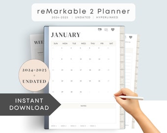 reMarkable 2 Planner Template | 2024 + Undated Version | Hyperlinked | 20+ Trackers, Planners, and Journal Pages