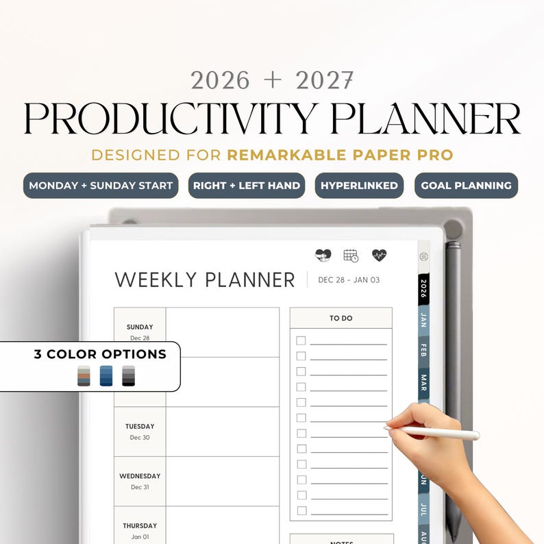 2026 Minimalist Productivity Planner for Remarkable Paper Pro | 2026 ...