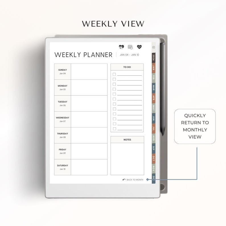 2026 Minimalist Productivity Planner for Remarkable Paper Pro | 2026 ...