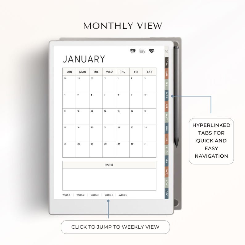 2026 Minimalist Productivity Planner for Remarkable Paper Pro | 2026 ...