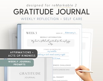 Gratitude Journal for reMarkable 2 | Affirmations | Mental Health, Self Care & Mindfulness Journal | Reflection Diary | Wellness Journal