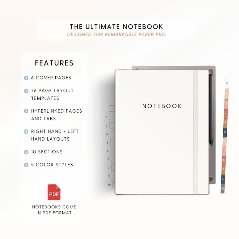 Notebook Templates for Remarkable Paper Pro | Digital Eink Notebook ...