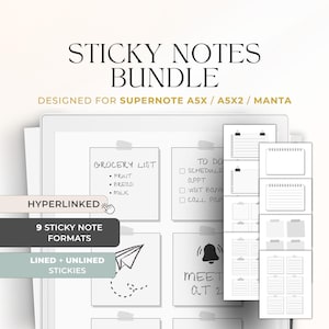 Sticky Notes Bundle for Supernote A5x / A5x2 / Manta | Reusable Note Templates for Supernote | Hyperlinked | Annotating Productivity Notes
