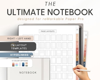 Notebook Templates for reMarkable Paper Pro | Digital eInk Notebook | Hyperlinked PDF Note Templates | Right + Left Hand | Business Notes