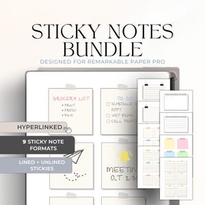 Sticky Notes Bundle for reMarkable Paper Pro | Minimalist Note-Taking Pages | Hyperlinked | Reusable Digital Notes | Productivity Notebook