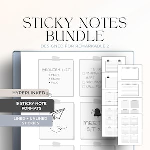 Pacchetto di note adesive per reMarkable 2 / Pagine minimaliste per prendere appunti / Con collegamenti ipertestuali / Note digitali riutilizzabili / Quaderno di produttività / RM2