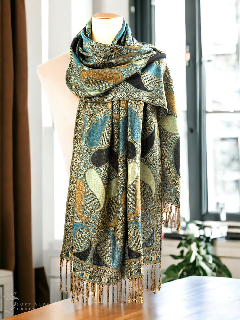 LUXURY HANDMADE CASHMERE Shawl Wool Comfortable scarf Shawl Blanket stole unisex Travel Wrap Meditation Soft gift for her Muslim Shawl Gift zdjęcie 8