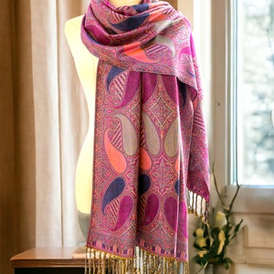 LUXURY HANDMADE CASHMERE Shawl Wool Comfortable scarf Shawl Blanket stole unisex Travel Wrap Meditation Soft gift for her Muslim Shawl Gift zdjęcie 2