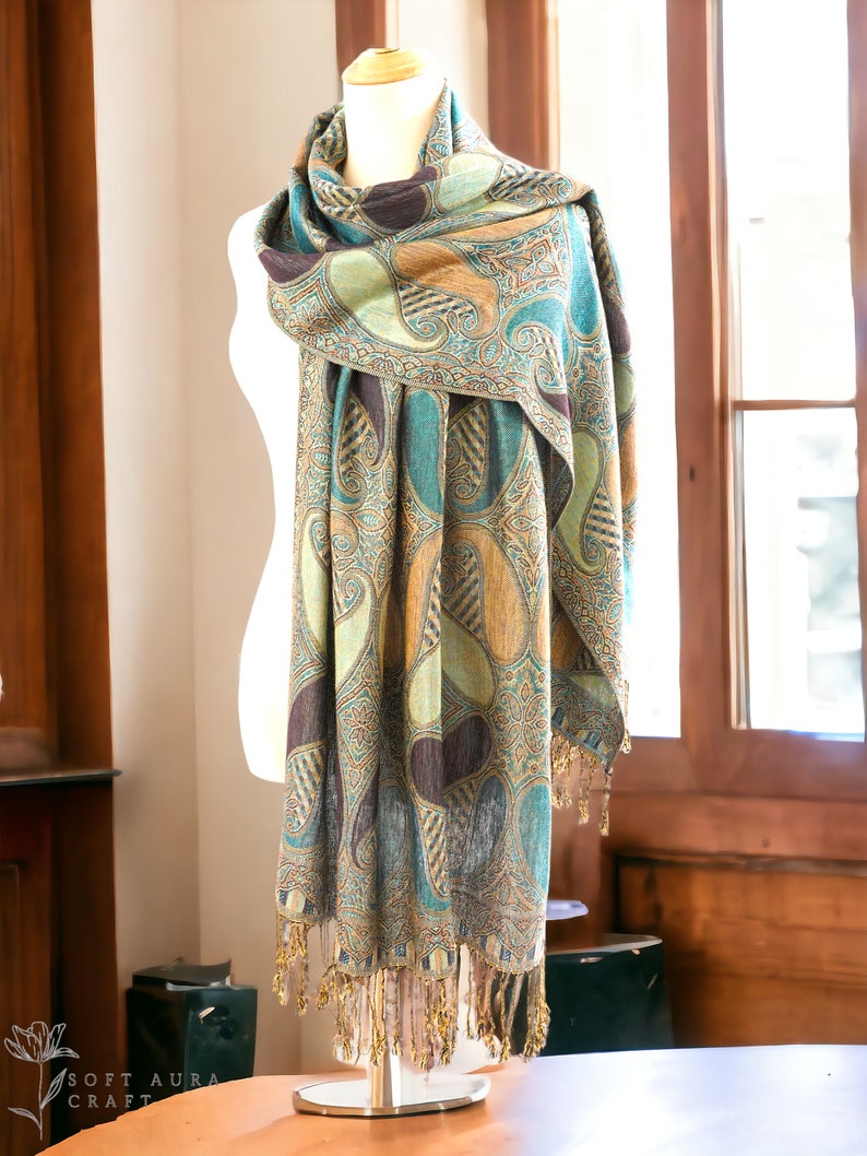 LUXURY HANDMADE CASHMERE Shawl Wool Comfortable scarf Shawl Blanket stole unisex Travel Wrap Meditation Soft gift for her Muslim Shawl Gift zdjęcie 10