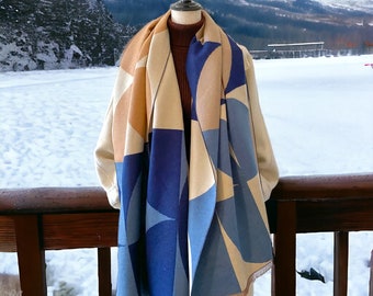 Blanket Scarf Women Plaid Scarf Oversized Shawl Warm Winter Scarf Gift For Her  Cashmere Check Scarf Heavy Scarf Tassel Scarf Heavyweight