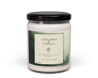 Scented Soy Candle, 9oz Cinnamon and Vanilla, Windswept Irish Shores, Tradional Irish Christmas