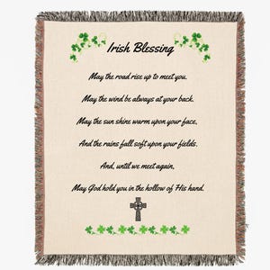 Irish Blessing Woven Blanket, Soft Cotton Blanket, a Blessing that expresses success, safety and happiness in life. May you prosper