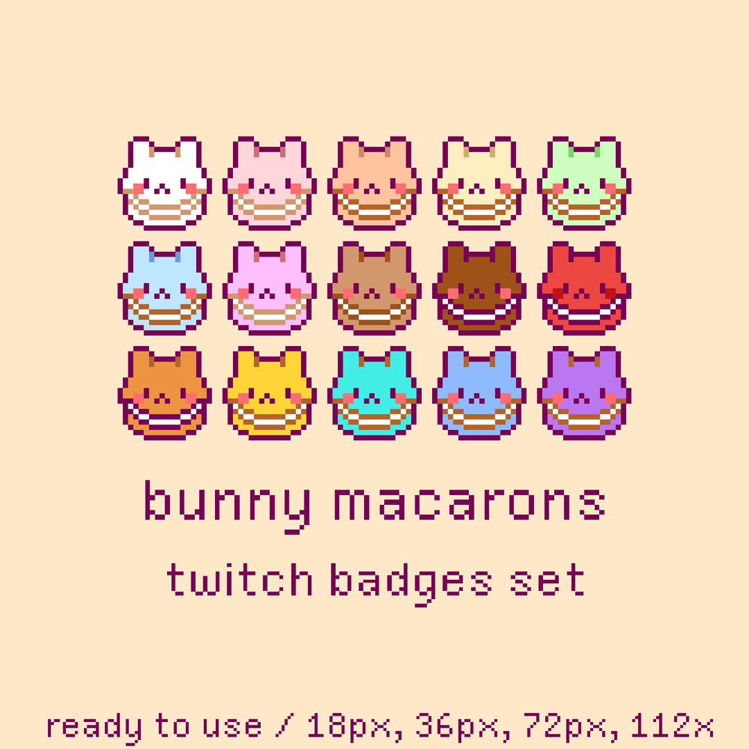 Bunny Macarons Pixel Twitch Sub Bit Badges, Twitch Stream Emotes ...