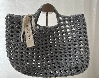 GREY CROCHET BAG