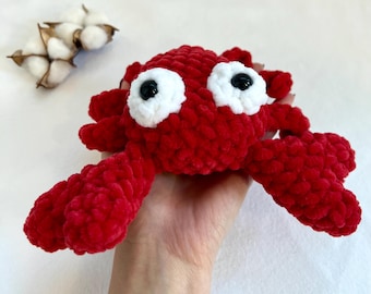 Crochet Crab Plush: Handmade Amigurumi Crab Toy, Ocean Lover Gift