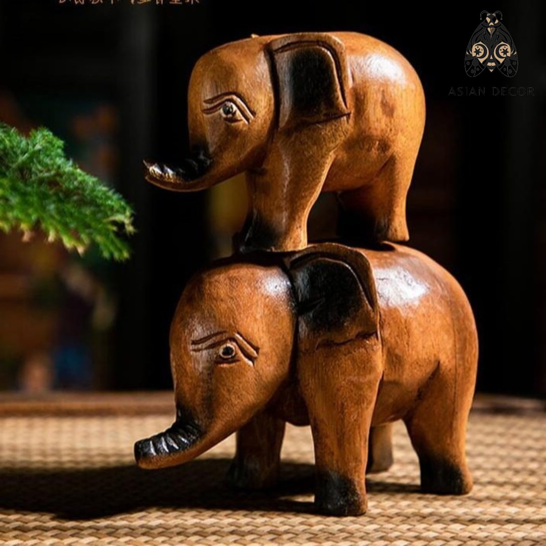 Hand-carved Wooden Elephant Sculpture, Asia, Home Decor, Handcrafted ...