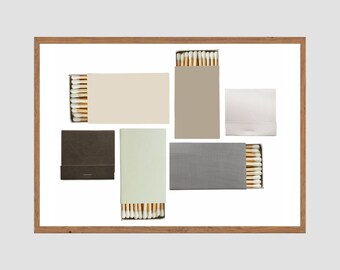 Blank Matchbook Print | 6 Neutral Color Matchbooks | Digital Print to Download and Customize | Wall Print Art Decor