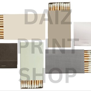 May include: Five different matchbox designs with various colors and textures. The matchboxes are all closed and have a white background.