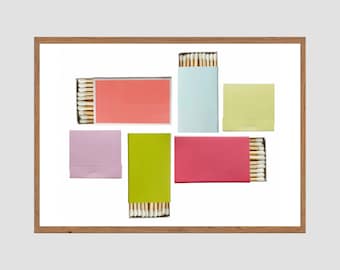 Blank Matchbook Print | 6 Bright Color Matchbooks | Digital Print to Download and Customize | Wall Print Art Decor