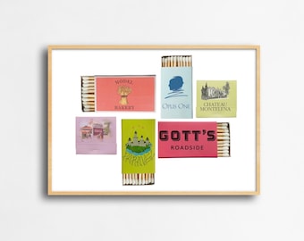 CUSTOM Matchbook Print | 6 Bright Color Matchbooks | Digital Print to Download | Wall Print Art Decor