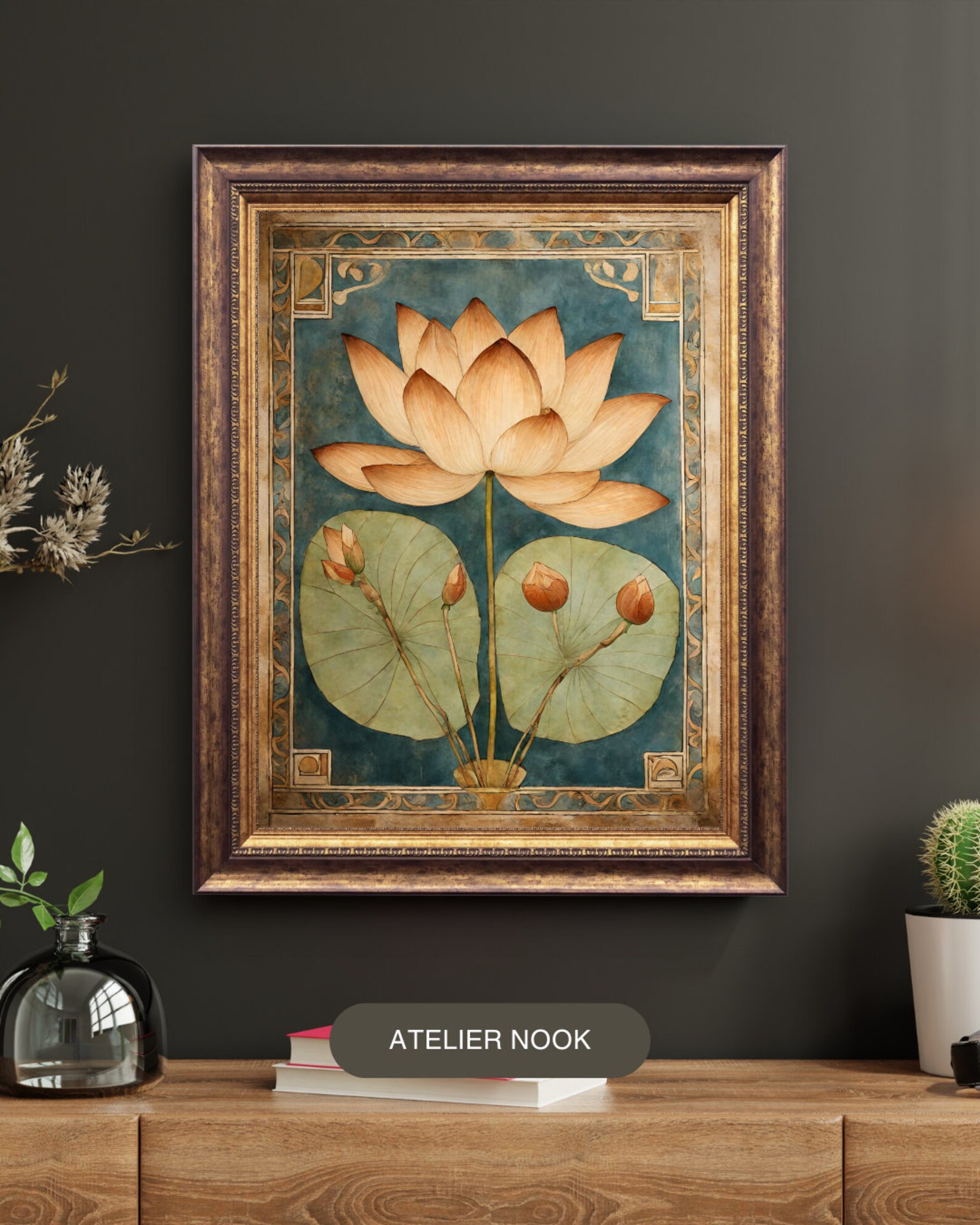 Egyptian Woman Smelling the Lotus Flower Print Set 2, Wall Art Poster ...