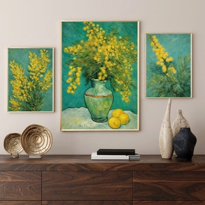 Mimosa Flower Printable Art | Spring Wall Art Decor | Downloadable Print | Yellow Flowers | Digital Download | Beige Botanical Decor
