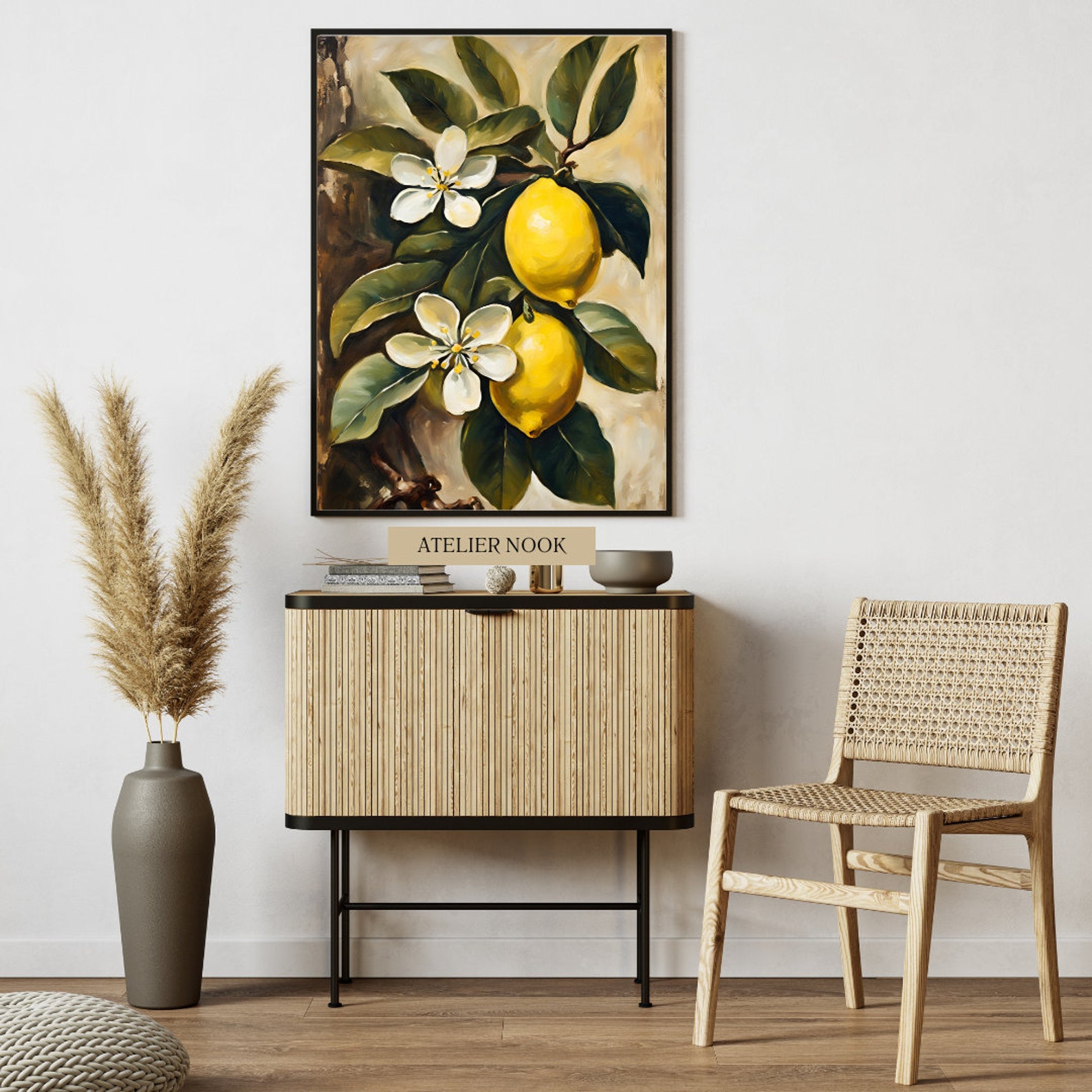 Vintage Lemon Print, Printable Lemon Wall Art, Lemon Fruit Painting ...