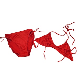 Zoey Beth y2K Red Bikini Set Triangle Top Side-Tie High-Rise Bottom Swimwear Bathing Suit M