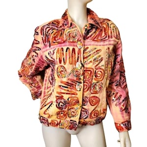 Haut blazer coloré femme taille S Carrie Allen en écu rose jaune orange