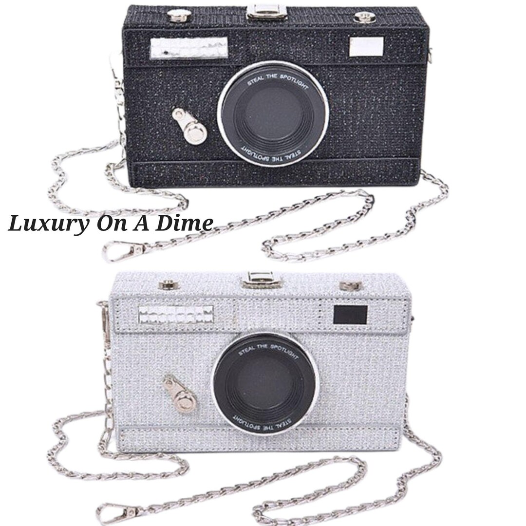 Vintage Camera Retro Purse Convertible Metallic Clutch Crossbody ...