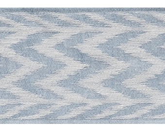 Shumacher 2 Yards + 1/2 Yard Chevron Sky Blue Linen Fabric Woven Tape Trim India Luxury Designer Home Decor Finishing 2 pieces