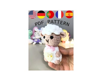 Different Plushie Pattern. Sheep No Sew Crochet Pattern, No Sew Amigurumi Crochet Patterns, English , French , German , Portuguese , Spanish