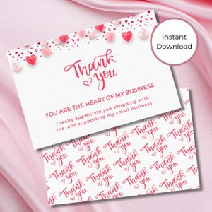 Día de San Valentín / Pequeñas Empresas /Gracias por su pedido / Doble cara / Corazones de amor / Imprimible