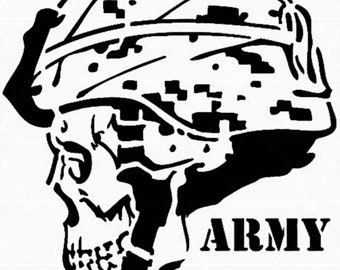 US Military Army Skull Stencil Durable & Reusable 7x4 Inch Free Shipping