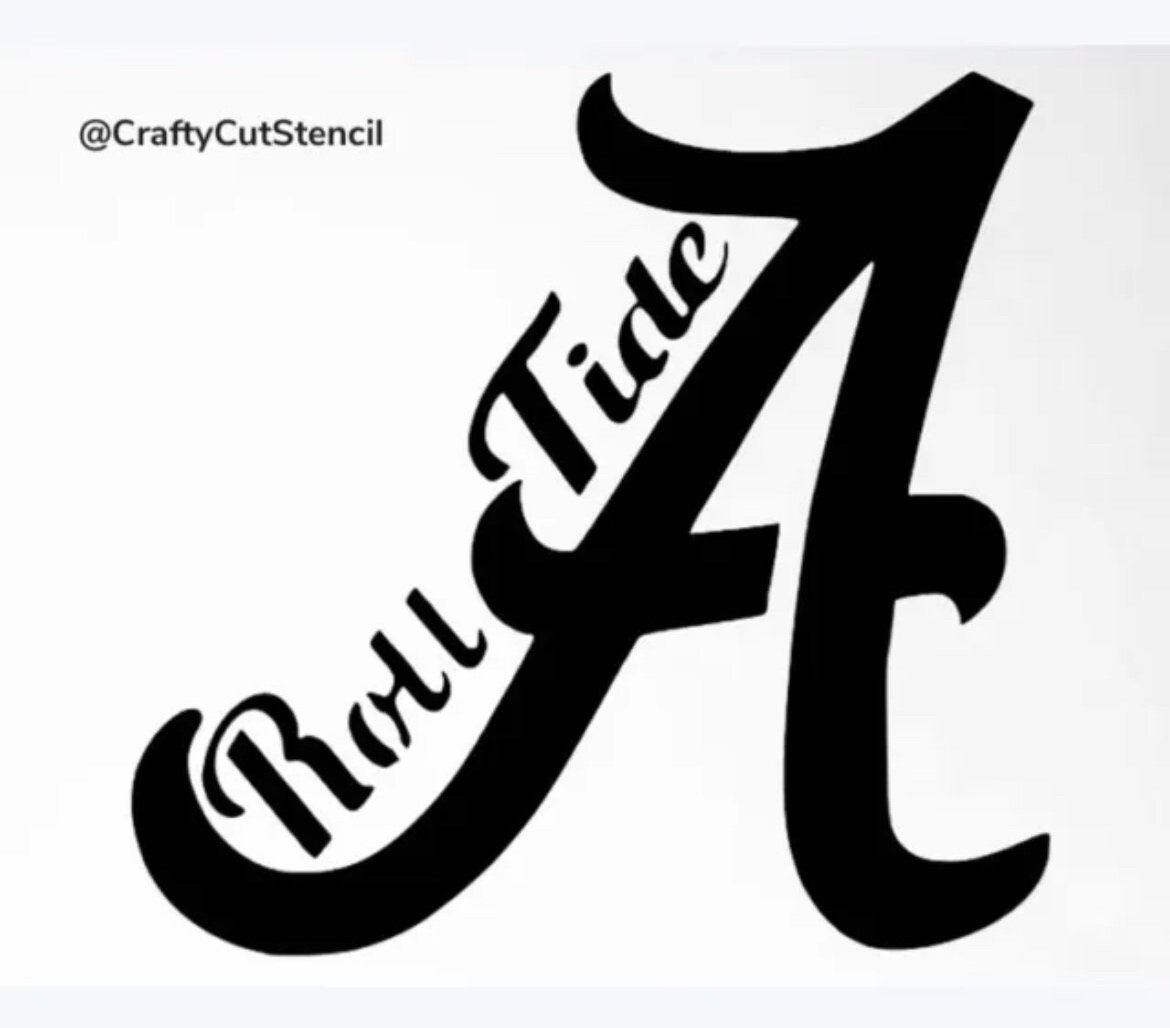 Roll Tide 2 Football Team Logo Stencil Plastic Durable & Reusable 7x4
