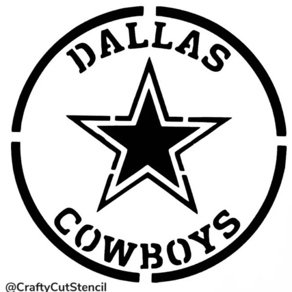 Cowboys Football Round Outline Stencil Plastic Durable & Reusable 6x6 Inch Free Shipping