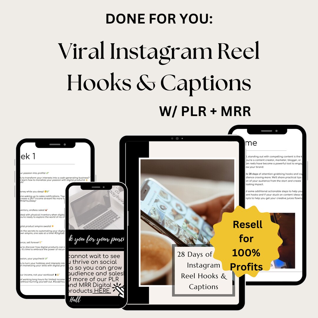 Instagram Reel Hooks and Captions, PLR, Viral Social Media Content Grow ...