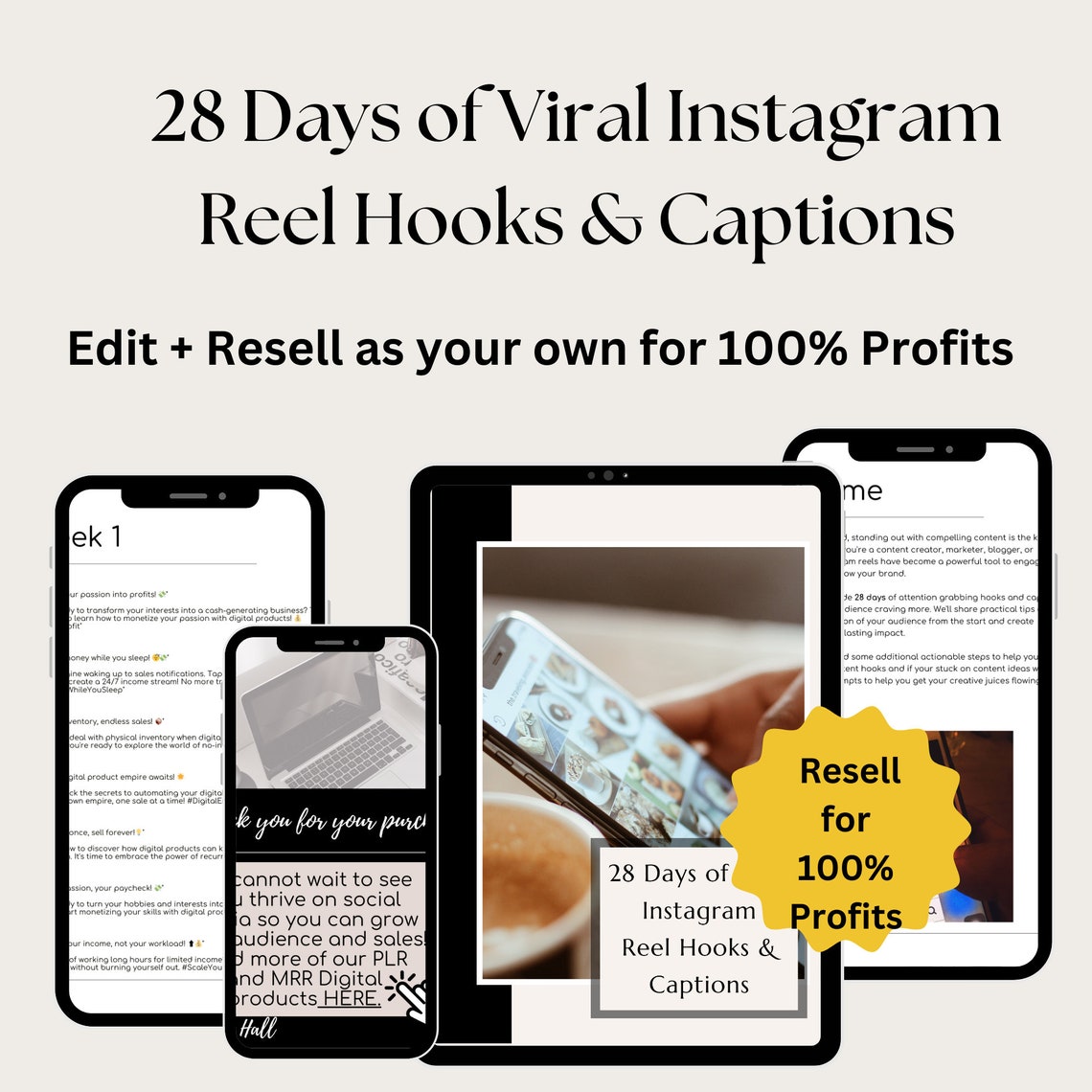 Instagram Reel Hooks and Captions, PLR, Viral Social Media Content Grow ...
