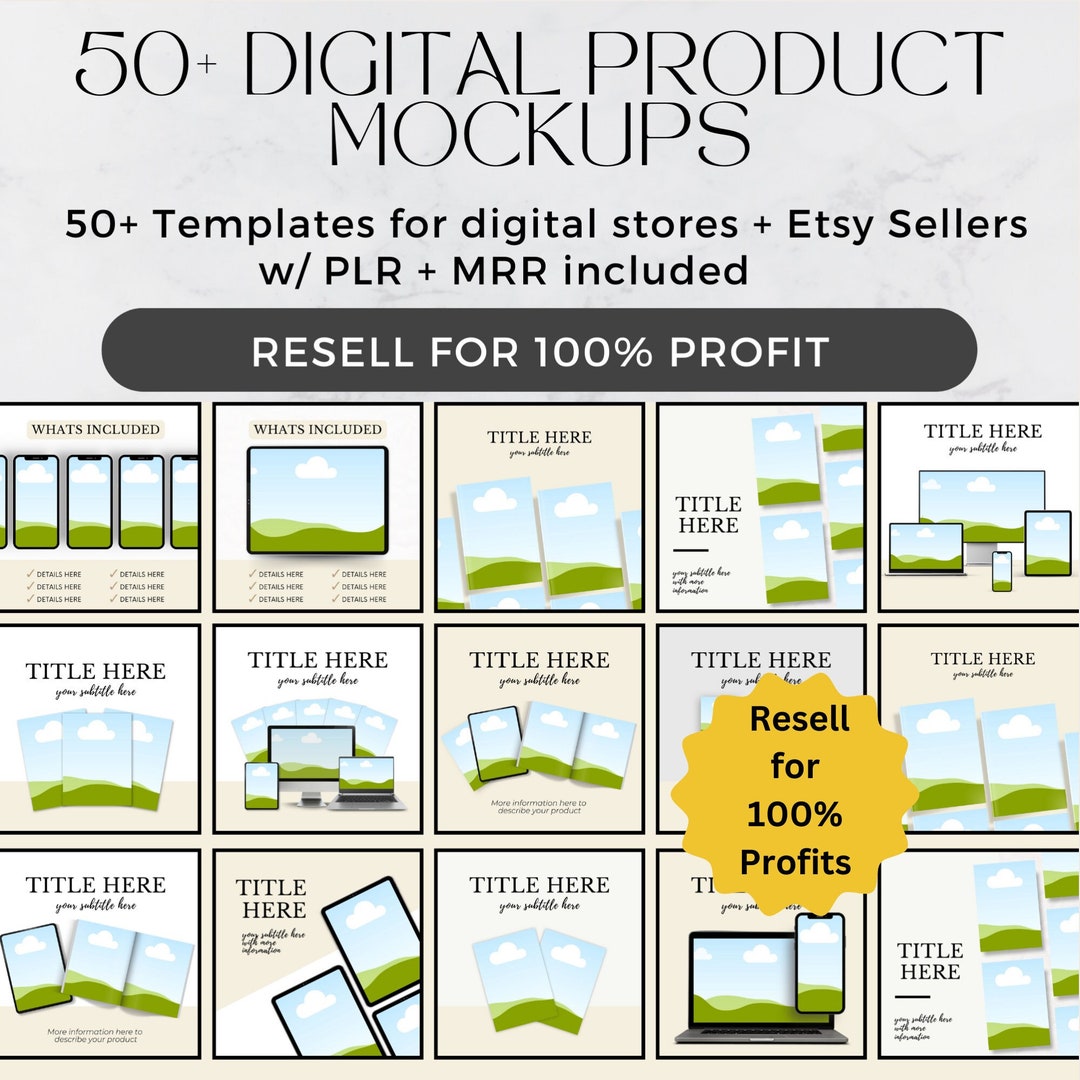 50 Etsy Listing Digital Product Mockups Template Bundle, Canva Etsy ...