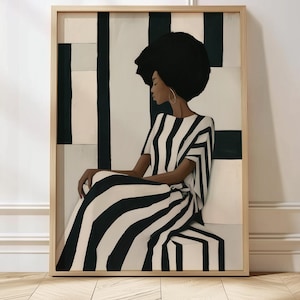 Modern Contemporary Art Black Woman Print Afrocentric Wall Art Feminine Poster for Home Contemporary Black Woman Art Afrocentric Wall Decor